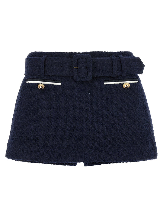 Bouclé Wool Skort Bermuda E Short Blu