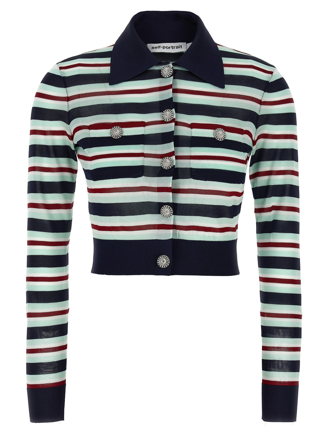 Self Portrait Navy Striped Viscose Knit Maglioni - Multicolor | 0216585a011481df47afafe4487cd1becb62e8a9