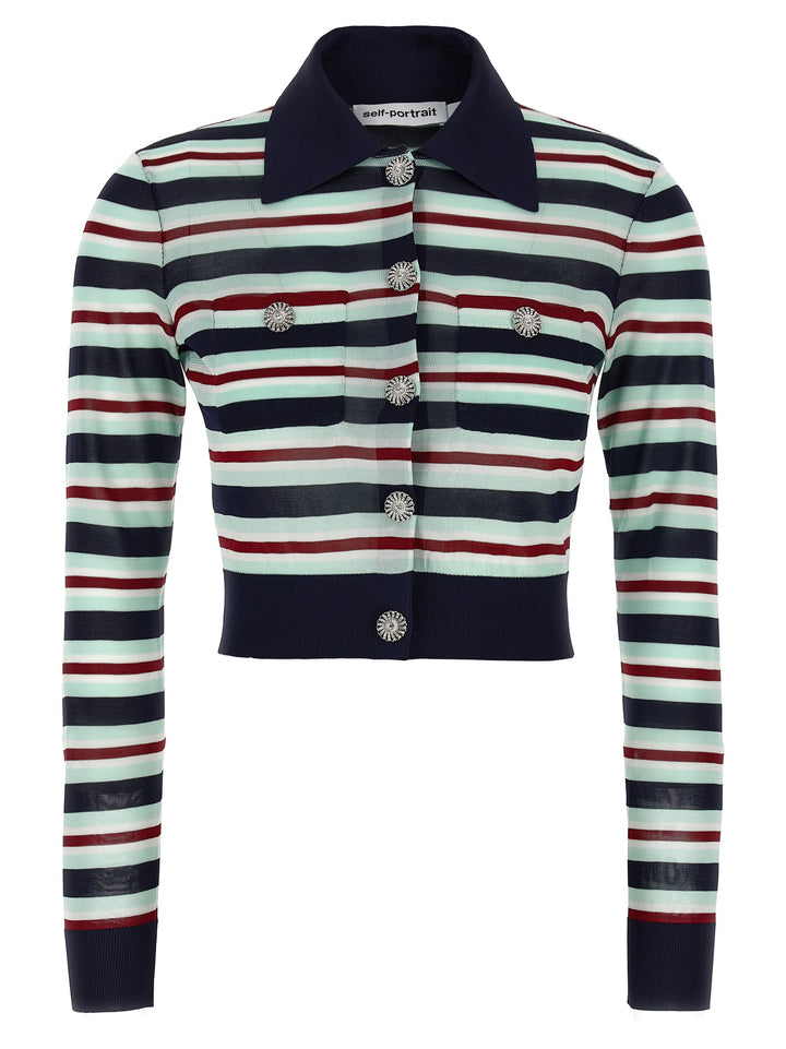 Self Portrait Navy Striped Viscose Knit Maglioni - Multicolor | 0216585a011481df47afafe4487cd1becb62e8a9