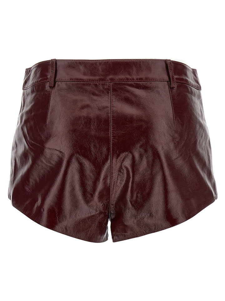Self Portrait Craqué Leather Shorts Bermuda e Short - Bordeaux | 2957b4120da38b081e51083adc1dbc9a60b5dc12