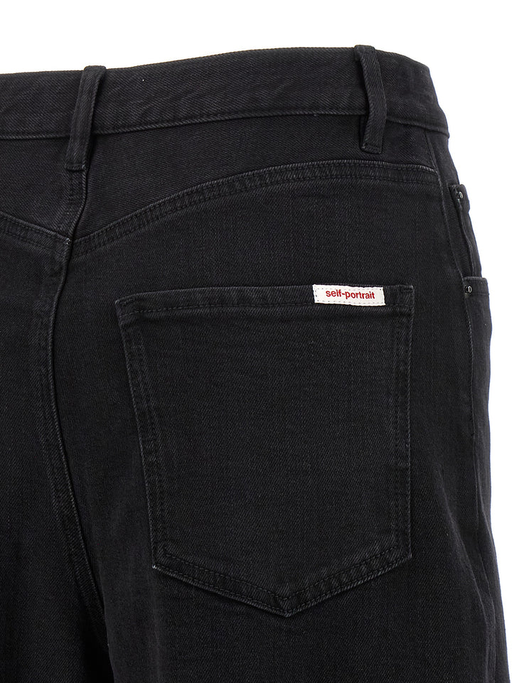 Self Portrait Black Barrel Leg Jeans - Nero | 4384adadc58b1aed2a1dd48c30f4358ebd7f7580