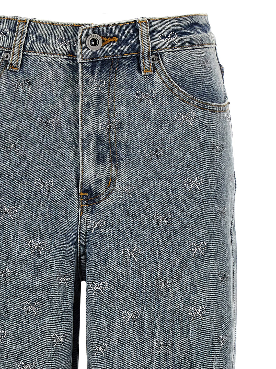 Self Portrait Light Blue Diamante Bow Jeans - Blu | 539db978a15cac9ef8f9d8653c80b47fc4d96e5b