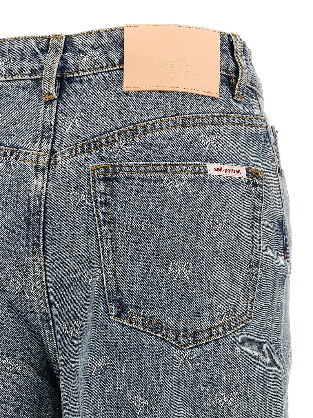 Self Portrait Light Blue Diamante Bow Jeans - Blu | f6bf10715aa8b95996b309ca546708e779a62a80