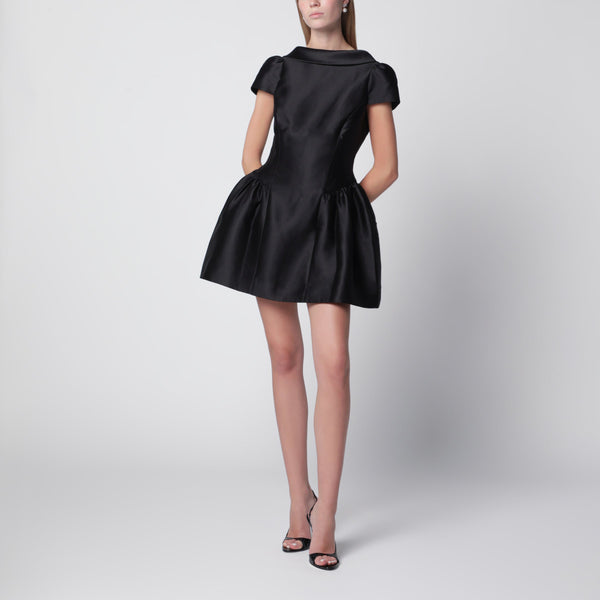 Mini Taffeta Dress With Collar In Black
