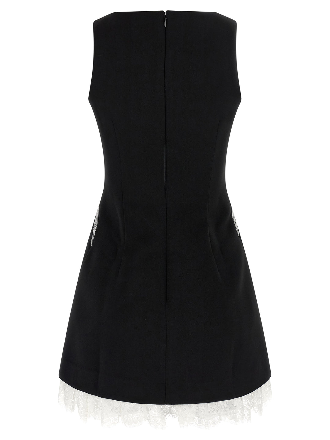 Self Portrait Black Crêpe Bow Lace Mini Abiti - Bianco/Nero | 69891a8542efe62b3bc934fc4b55b9d249d0f19f