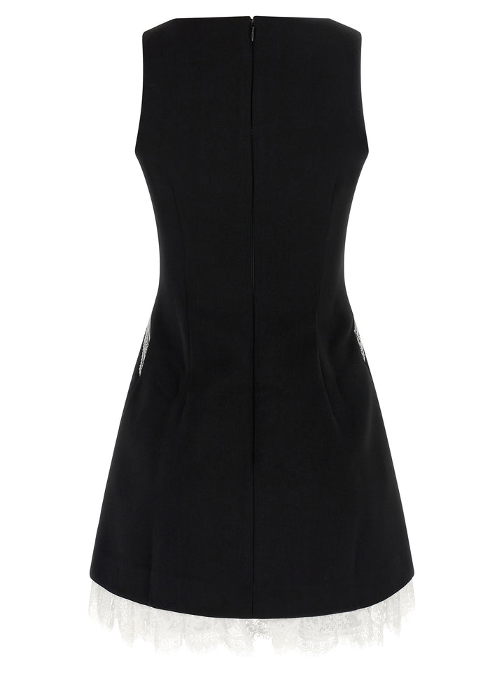 Self Portrait Black Crêpe Bow Lace Mini Abiti - Bianco/Nero | 69891a8542efe62b3bc934fc4b55b9d249d0f19f