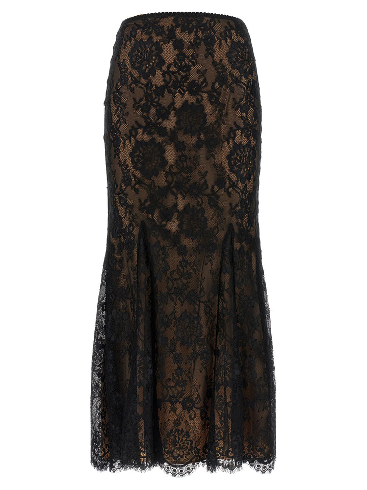 Self Portrait Black Lace Midi Gonne - Nero | 05639fe643fffeb0a9138e74f3e27dcba10ab6c4