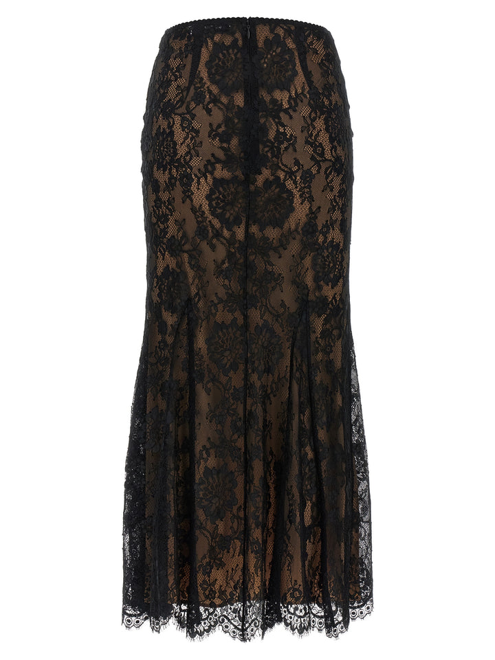 Self Portrait Black Lace Midi Gonne - Nero | 406795d3d3667efcc46c8300ec8f75210d01e9ad
