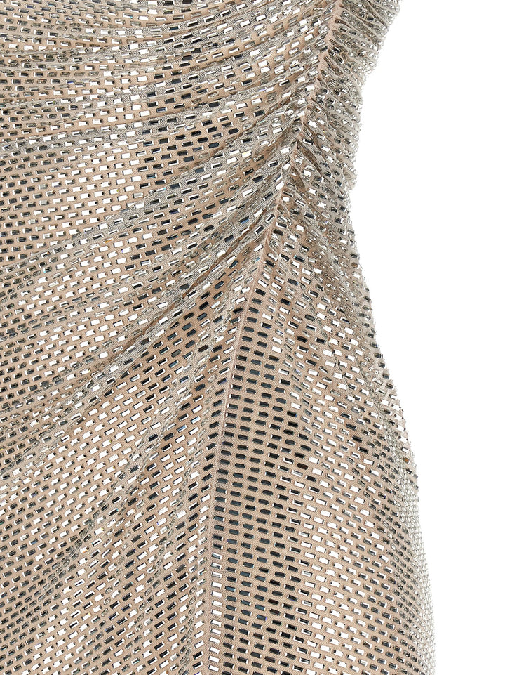 Self Portrait Champagne Rhinestone Draped Mini Abiti - Beige | 7a8132d99cfbdf6aac84e8e1687a684cfa6049ff