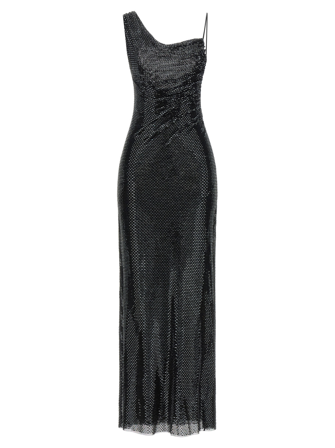 Self Portrait Black Rhinestone Draped Maxi Abiti - Nero | e66b297f5d02b8842efa53419f0cf5d76e841141