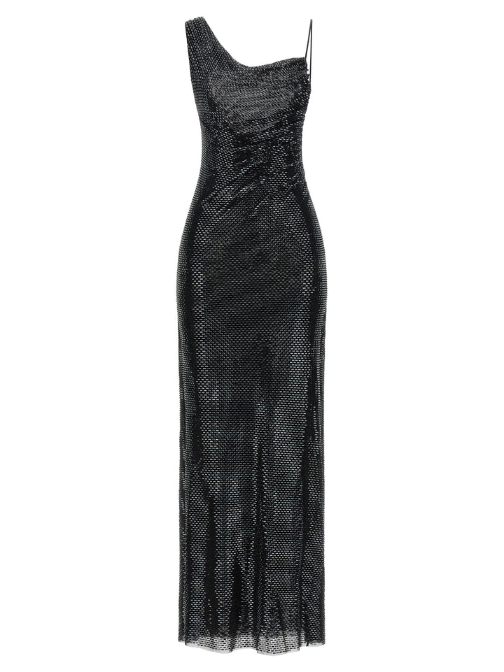 Self Portrait Black Rhinestone Draped Maxi Abiti - Nero | e66b297f5d02b8842efa53419f0cf5d76e841141
