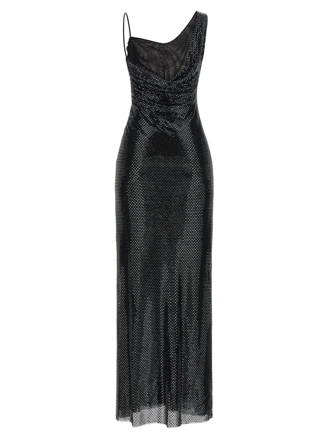 Self Portrait Black Rhinestone Draped Maxi Abiti - Nero | f1348a4d617dbcec96bdb722d6c6590dce3028b8