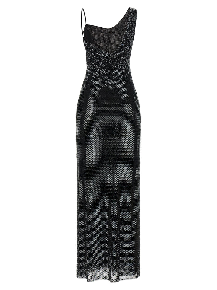 Self Portrait Black Rhinestone Draped Maxi Abiti - Nero | f1348a4d617dbcec96bdb722d6c6590dce3028b8