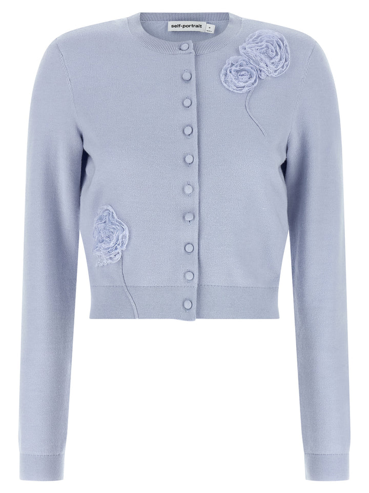 Self Portrait Blue Flower Knit Maglioni - Celeste | f9dc772af624217f159880f7b5f0b9f9690774f8
