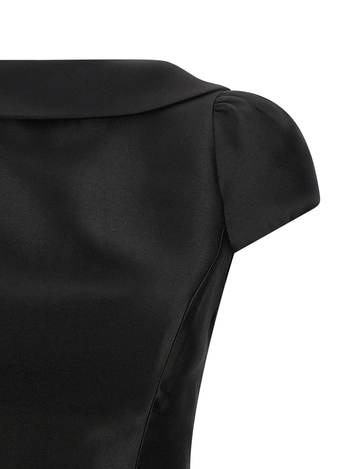 Self Portrait Black Taffetà Collared Mini Gonne - Nero | 2f94cced5be40be8b9175c07695c0ebb86f845c3