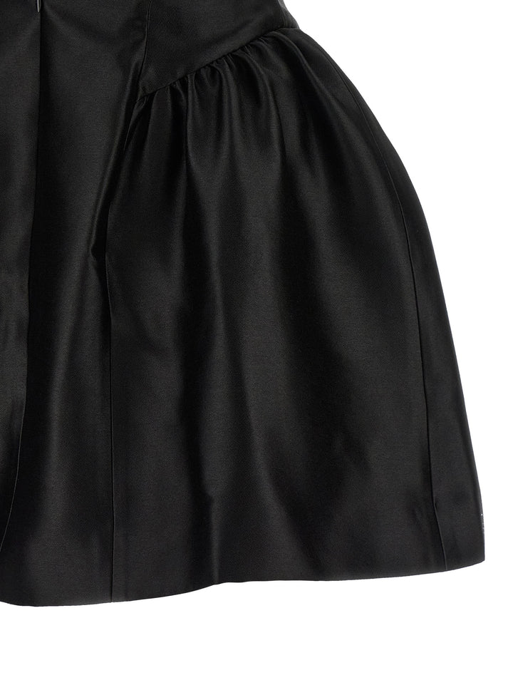 Self Portrait Black Taffetà Collared Mini Gonne - Nero | bd216b5a5b0b4a9dc664707ed2873fac7e34bf27