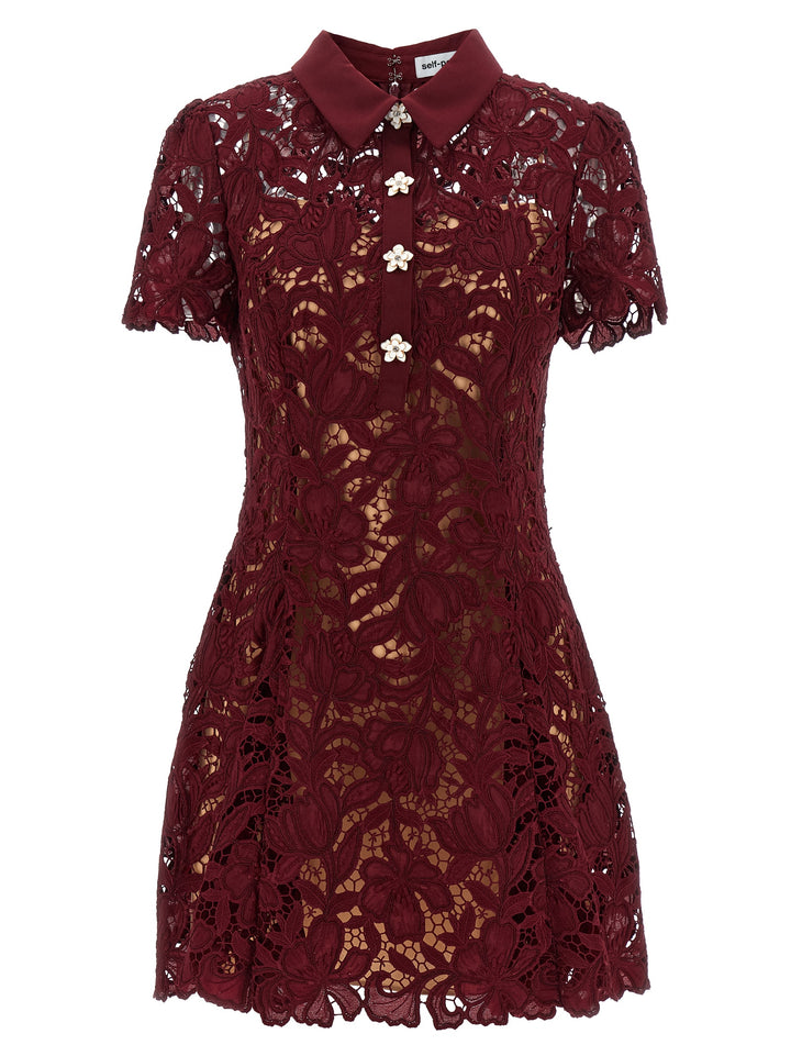 Self Portrait Burgundy Lace Mini Abiti - Bordeaux | b53fa49863fc53c49376781814e5ea561e11dd54