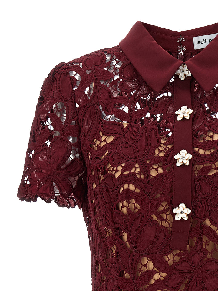 Self Portrait Burgundy Lace Mini Abiti - Bordeaux | 48d2a874d2b2839d191133d557c508c9059277a7