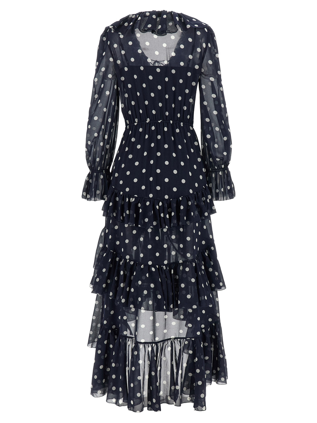 Self Portrait Polka Dot Georgette Ruffle Maxi Abiti - Blu | 94193e3a44ed43f91d96d578dcd8f928aa1e88da