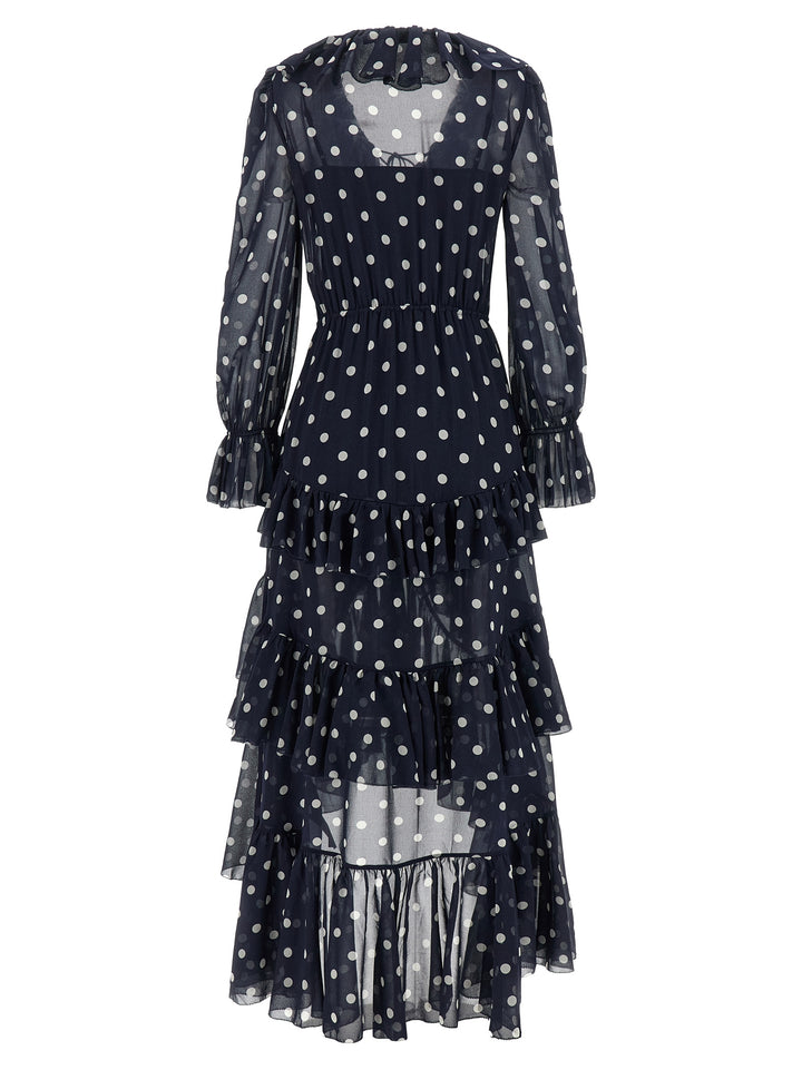 Self Portrait Polka Dot Georgette Ruffle Maxi Abiti - Blu | 94193e3a44ed43f91d96d578dcd8f928aa1e88da