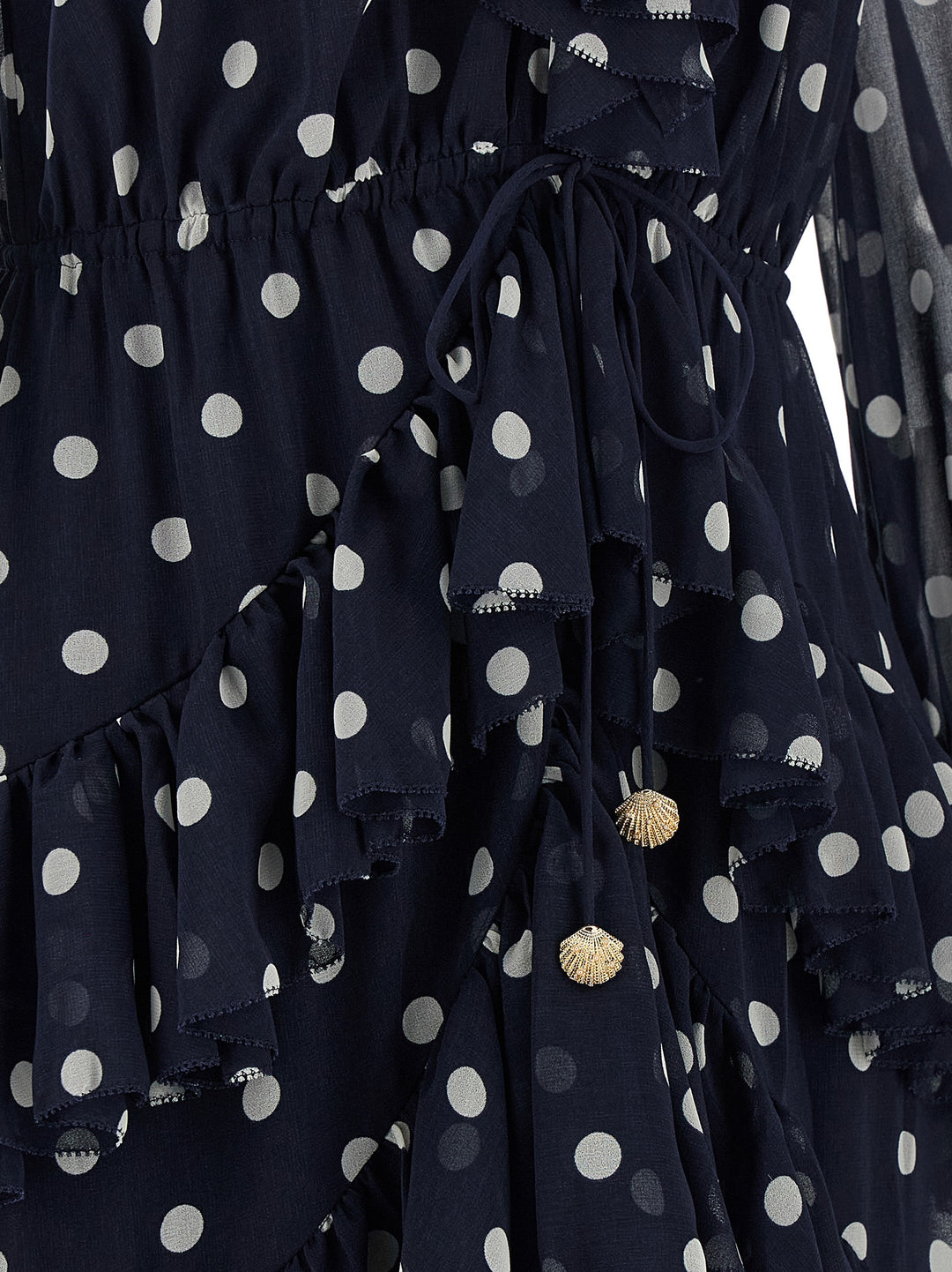 Self Portrait Polka Dot Georgette Ruffle Maxi Abiti - Blu | a245a4570e1ea408947be31cd02d7c3c4916e8e4