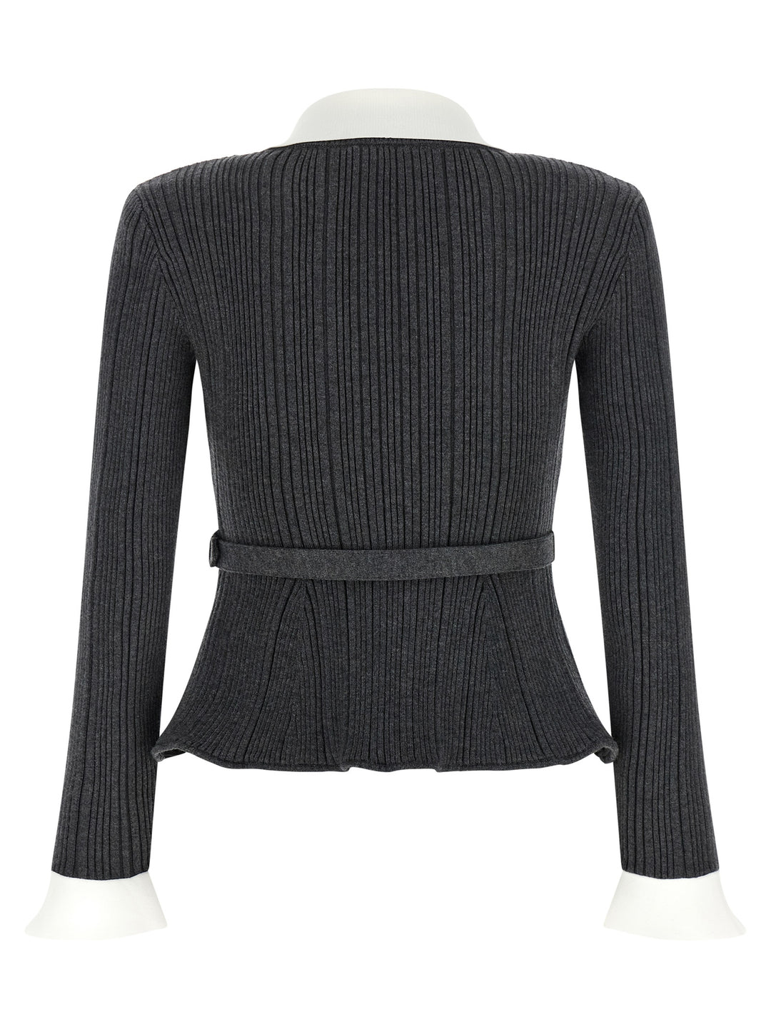 Self Portrait Ribbed Cardigan Maglioni - Grigio | f574dbc8d41ddea7e8a1e6479f49aa993e95d2da
