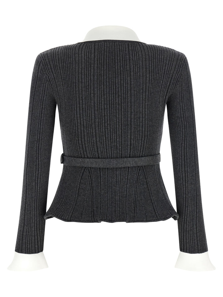 Self Portrait Ribbed Cardigan Maglioni - Grigio | f574dbc8d41ddea7e8a1e6479f49aa993e95d2da