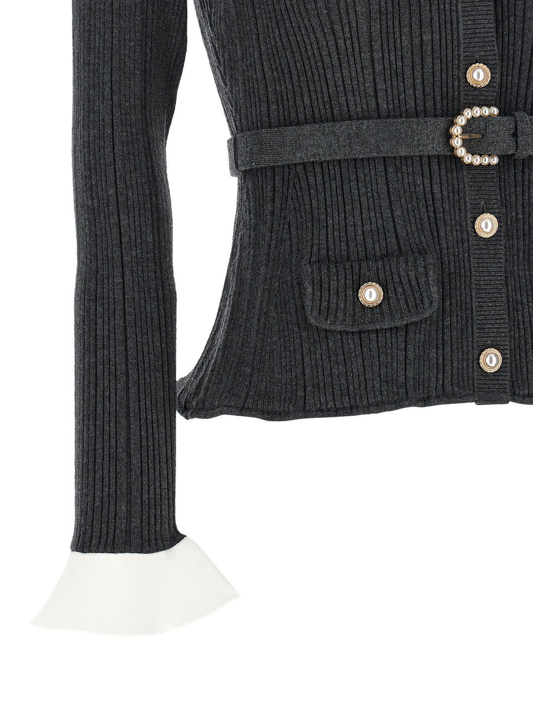 Self Portrait Ribbed Cardigan Maglioni - Grigio | fbac9294d48281c2693afdb8269d59aa47157d7c