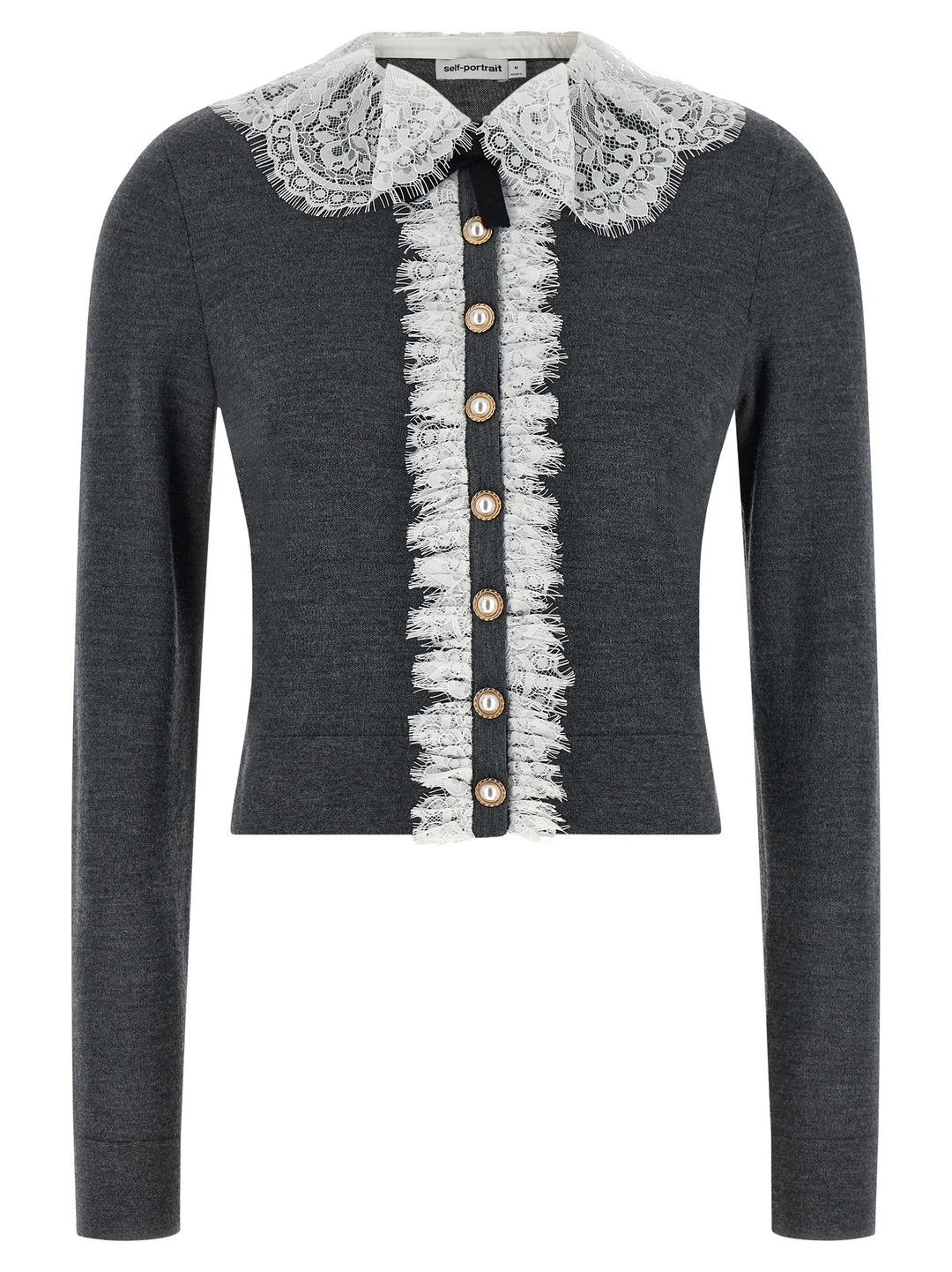 Self Portrait Grey Lace Collar Knit Maglioni - Grigio | cd8c6063622ff61fb5e634fd5b8b8579fd2f2f98