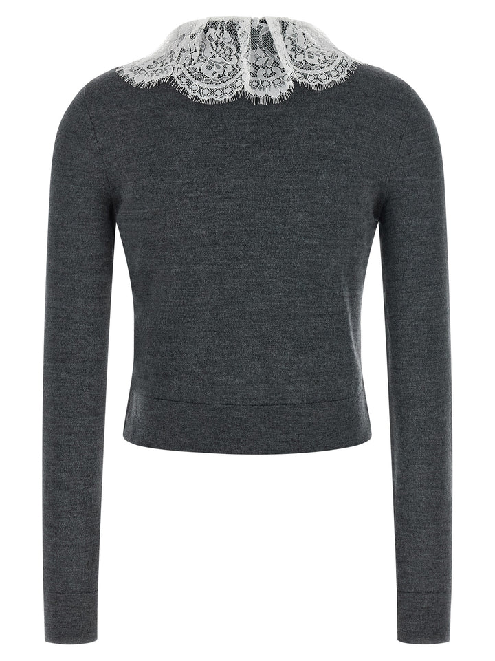 Self Portrait Grey Lace Collar Knit Maglioni - Grigio | f2f0852c9e2d9354d54de2c7f4945bc3d74f0a86