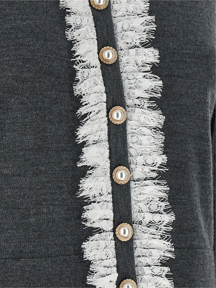 Self Portrait Grey Lace Collar Knit Maglioni - Grigio | e59446b326ee9537ef352d83185a69f6ccb40b4e