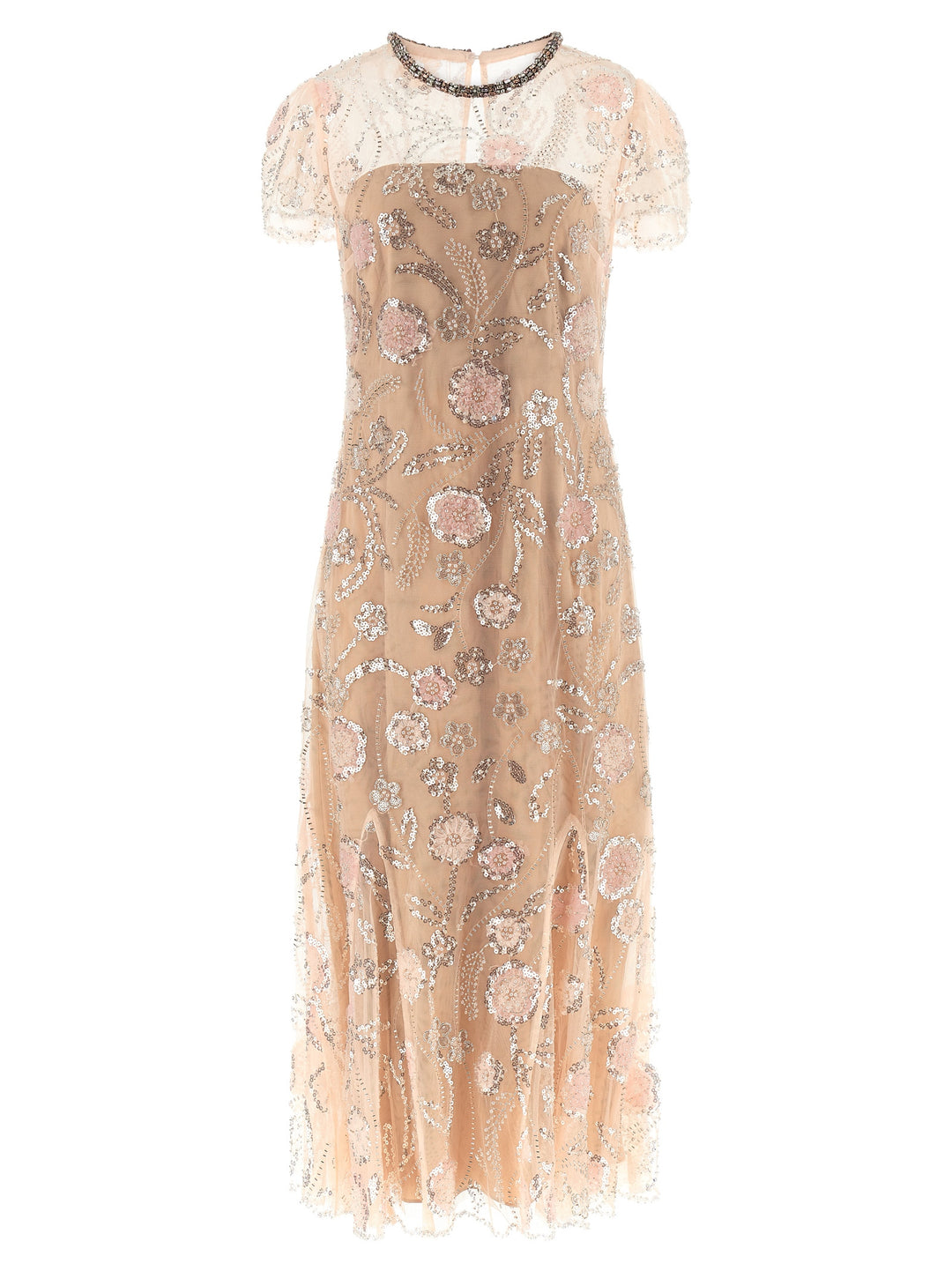 Self Portrait Pink Flower Sequin Embellished Midi Abiti - Rosa | b7560bb7868f35be7b8d2207797d0050938a2922