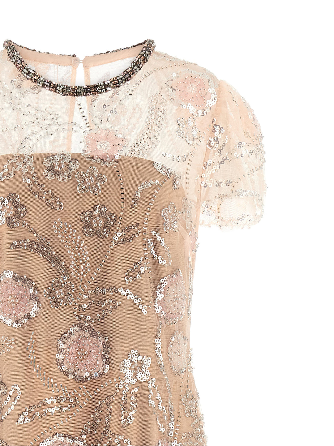 Self Portrait Pink Flower Sequin Embellished Midi Abiti - Rosa | e7209199a5a84521e7c7ade339fa6bc1e55a5df0