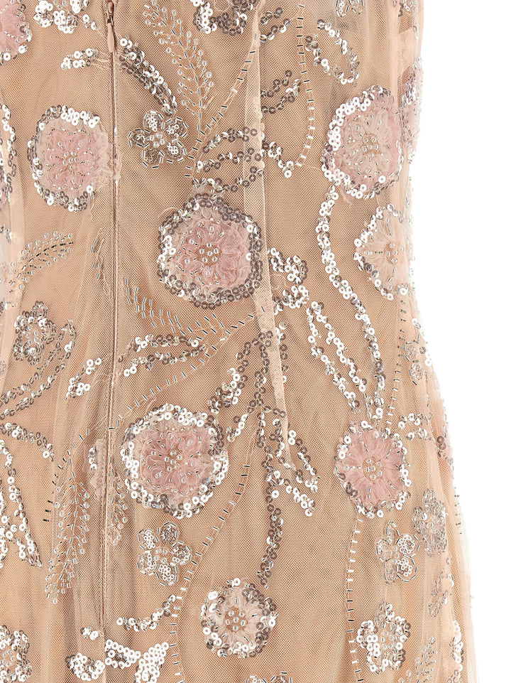 Self Portrait Pink Flower Sequin Embellished Midi Abiti - Rosa | 86df67844127bb7b1c2c9cd141a99a4dbd0174e6