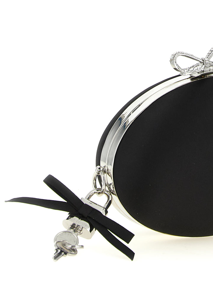 Self Portrait Satin Oval Clutch - Nero | 63f81abeed3a161e58ef015805be4f3be1d07e34