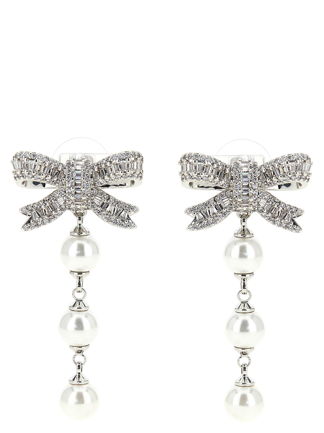 Self Portrait Crystal Bow Pearl Droplet Gioielli - Silver | 8de6e2cd0e8384620b6027438b4c2ff86fe3862f