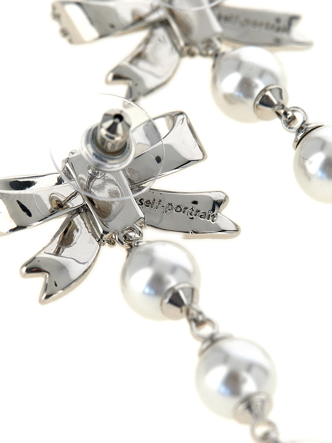 Self Portrait Crystal Bow Pearl Droplet Gioielli - Silver | a1c7ae7c9a2f8077a8ef21863b5cf0b16d40b03c