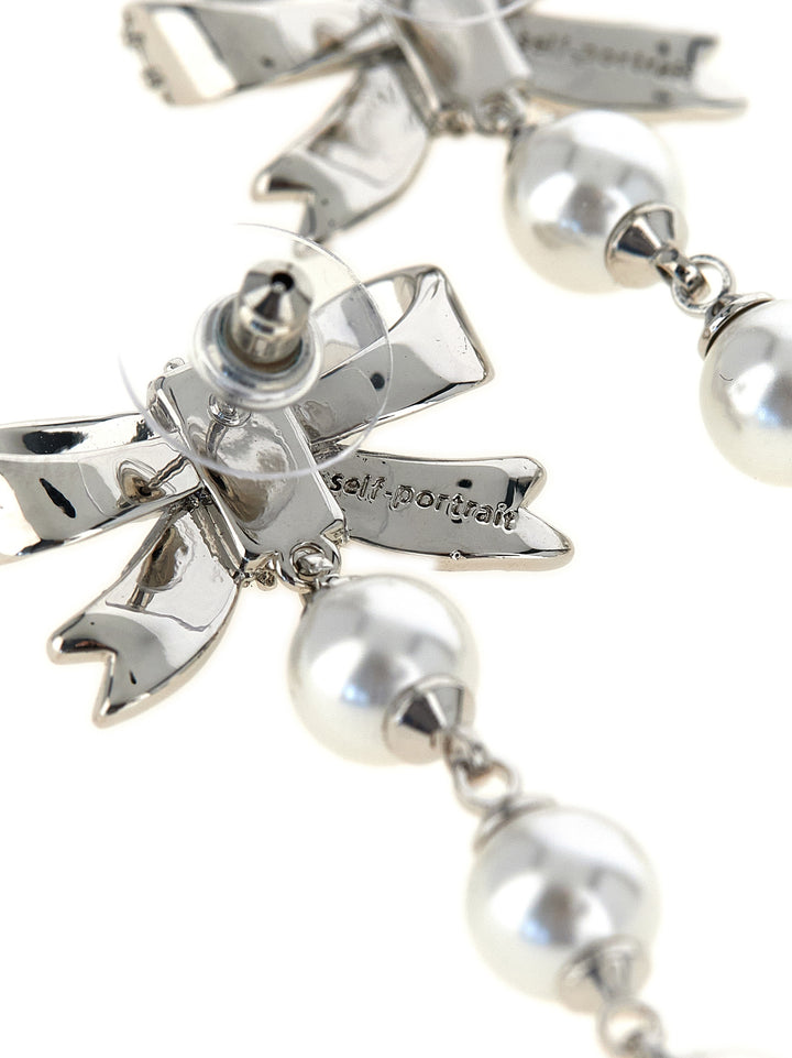 Self Portrait Crystal Bow Pearl Droplet Gioielli - Silver | a1c7ae7c9a2f8077a8ef21863b5cf0b16d40b03c