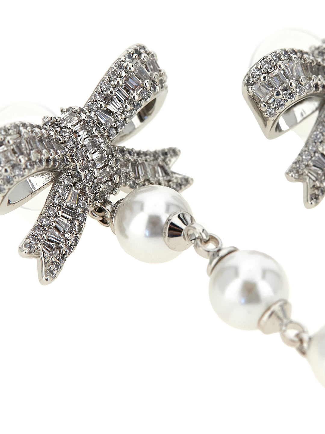 Self Portrait Crystal Bow Pearl Droplet Gioielli - Silver | 797647efd1ac60fc4ecd452ee556785a4567299c
