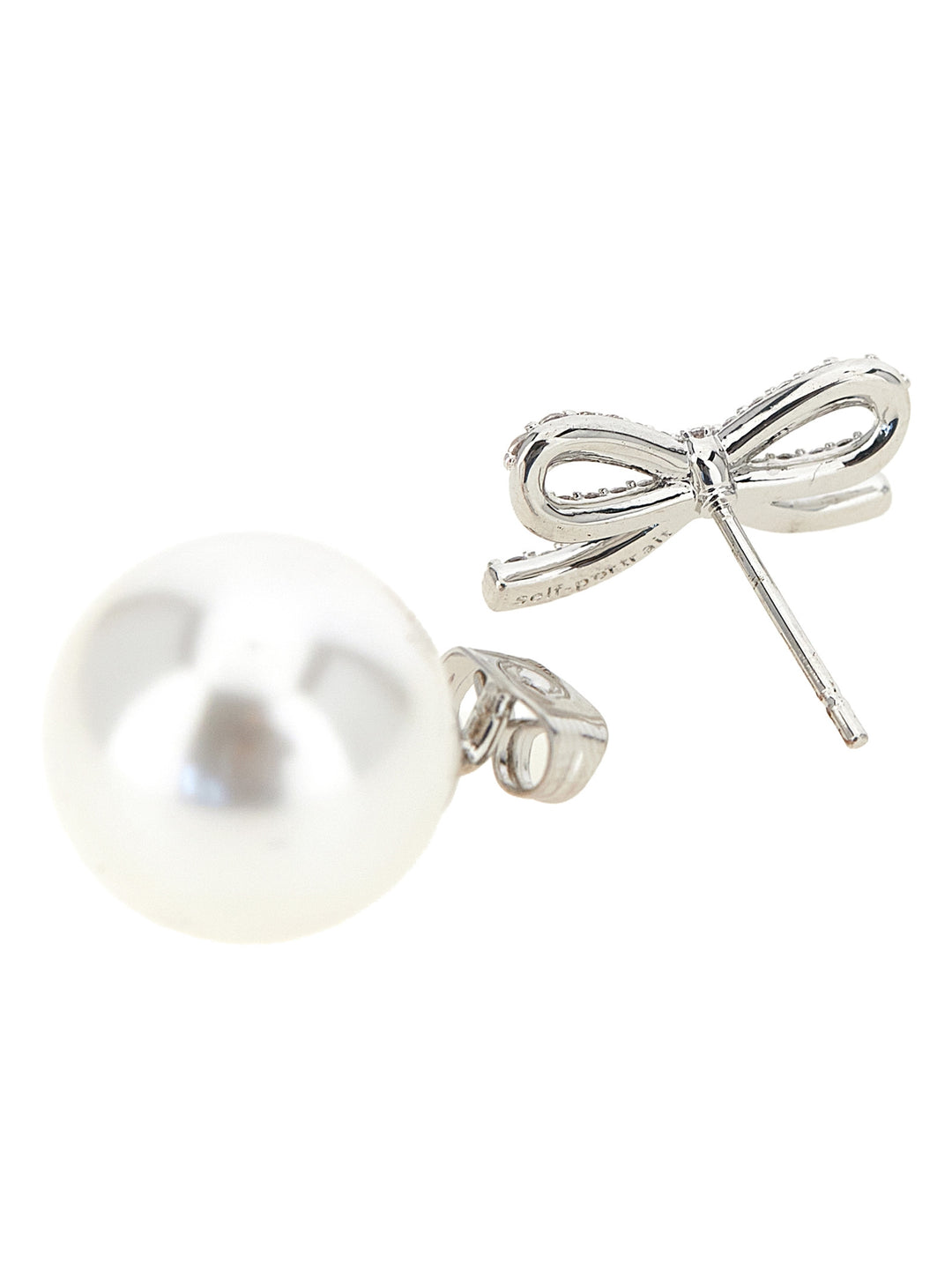 Self Portrait Crystal Bow Pearl Back Gioielli - Silver | e431816e1ad878e5f5eee1ec728110c3a10a38b4