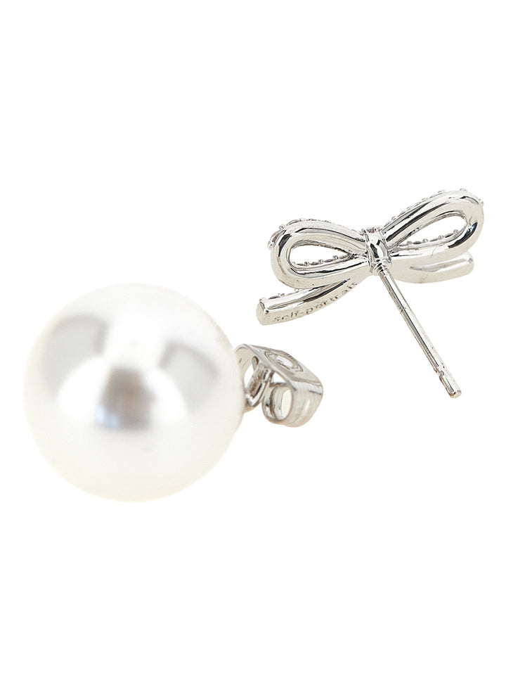 Self Portrait Crystal Bow Pearl Back Gioielli - Silver | e431816e1ad878e5f5eee1ec728110c3a10a38b4