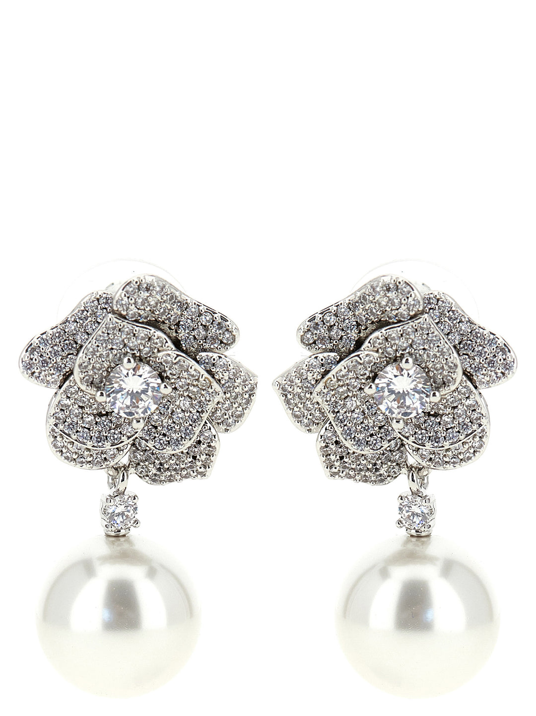 Self Portrait Mini Crystal Flower Pearl Gioielli - Silver | b2a0383771fb75a7753a3b4d748dfae7557a34f2