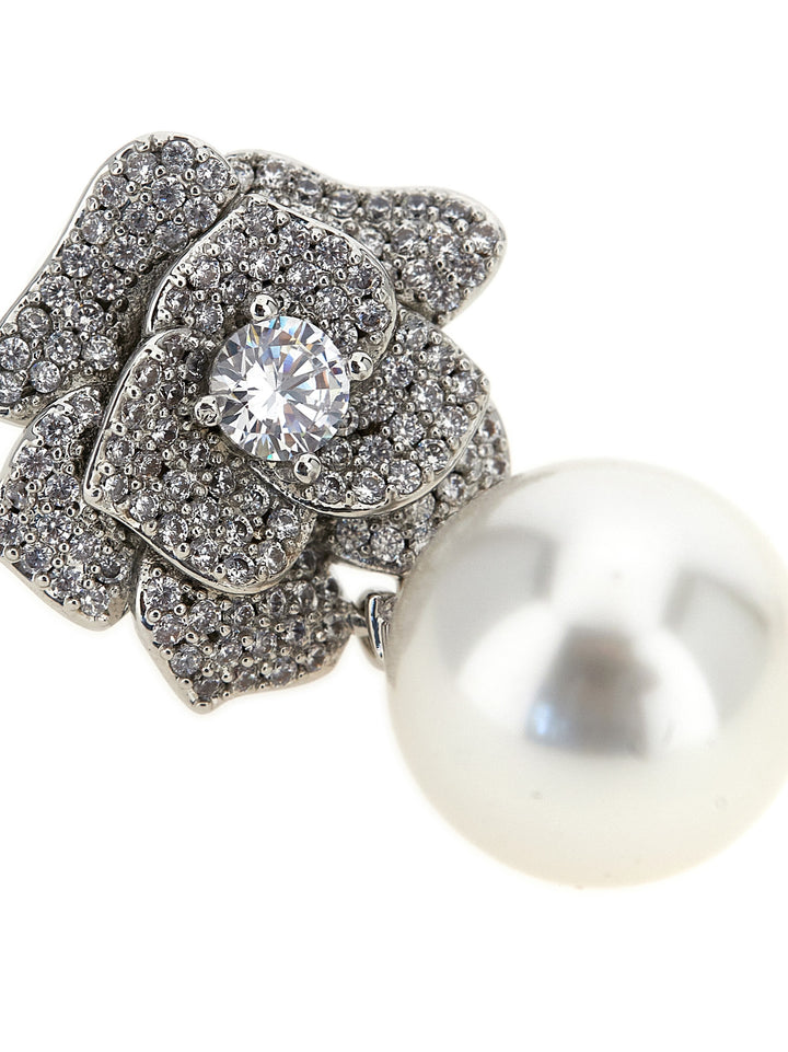 Self Portrait Mini Crystal Flower Pearl Gioielli - Silver | 7bdd89f70f5a1da199e1ab72481edcac89d7da0d