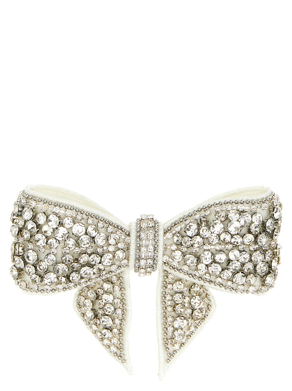Crystal Embellished Bow Accessori Per Capelli Bianco