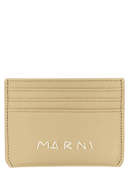 Logo Card Holder Portafogli Beige