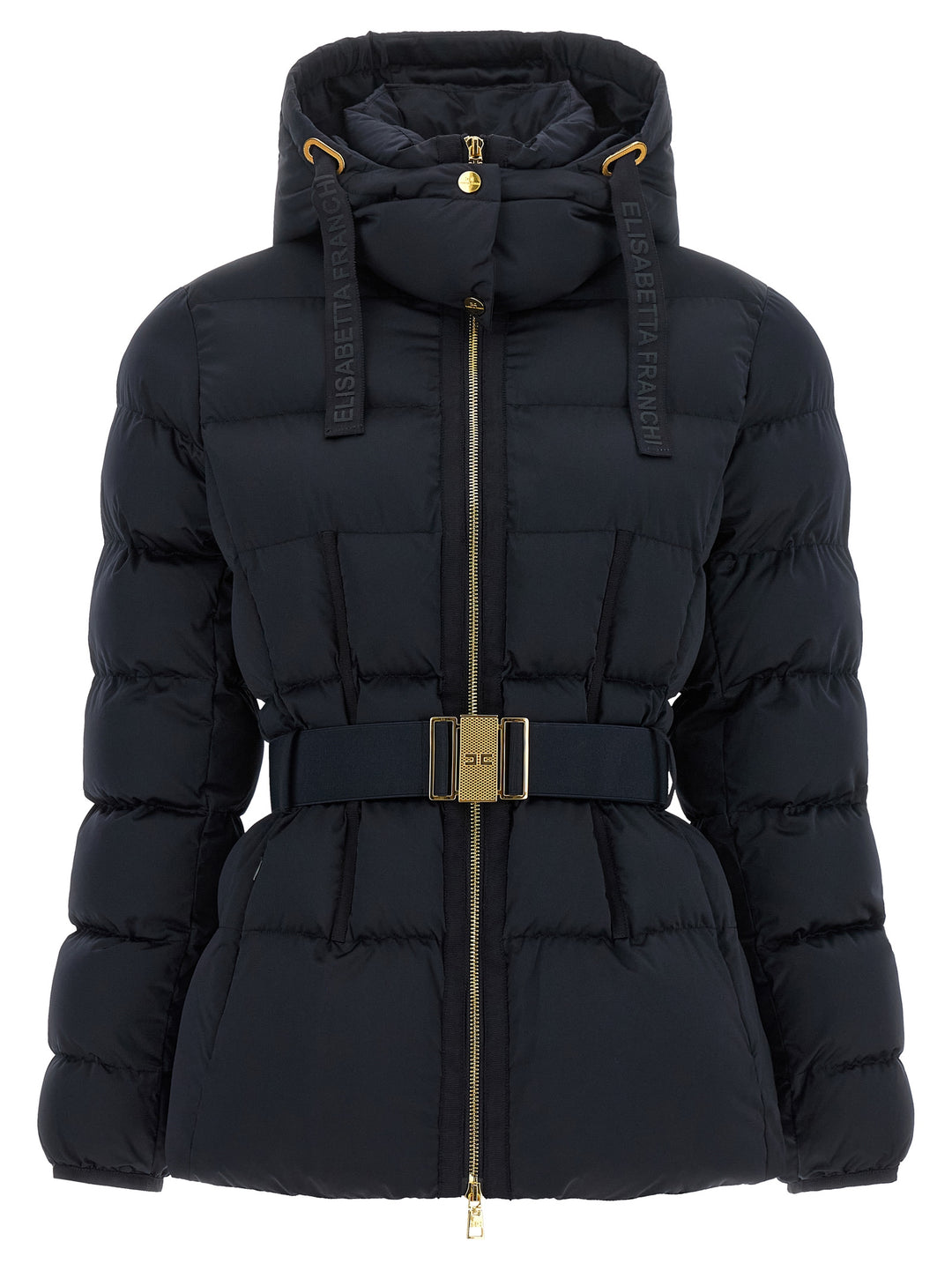 Elisabetta Franchi Belted Down Jacket With Logo Buckle Puffer Jackets - Nero | e5d2ecc21a3575a5bd67d429e88a009e3d38e0af