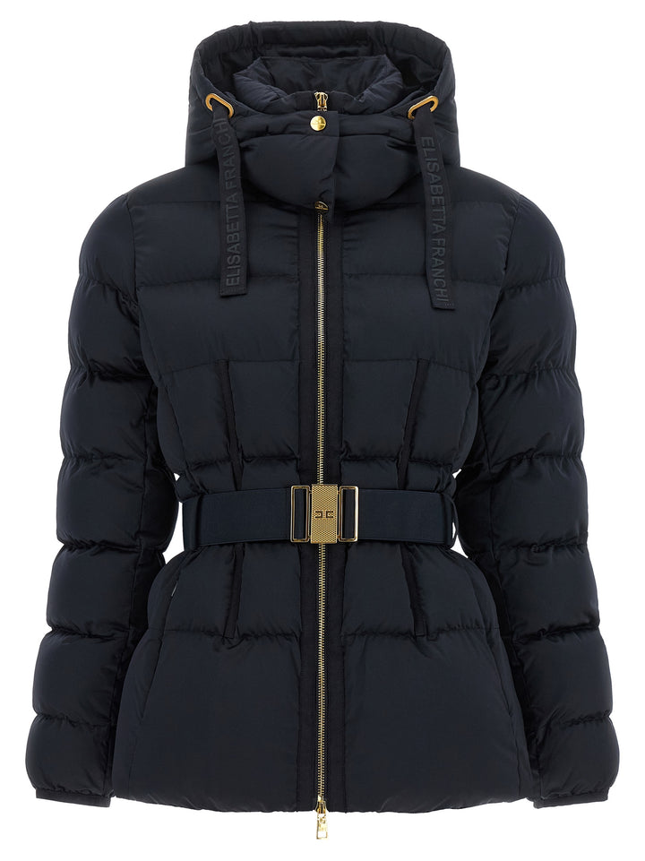 Elisabetta Franchi Belted Down Jacket With Logo Buckle Puffer Jackets - Nero | e5d2ecc21a3575a5bd67d429e88a009e3d38e0af