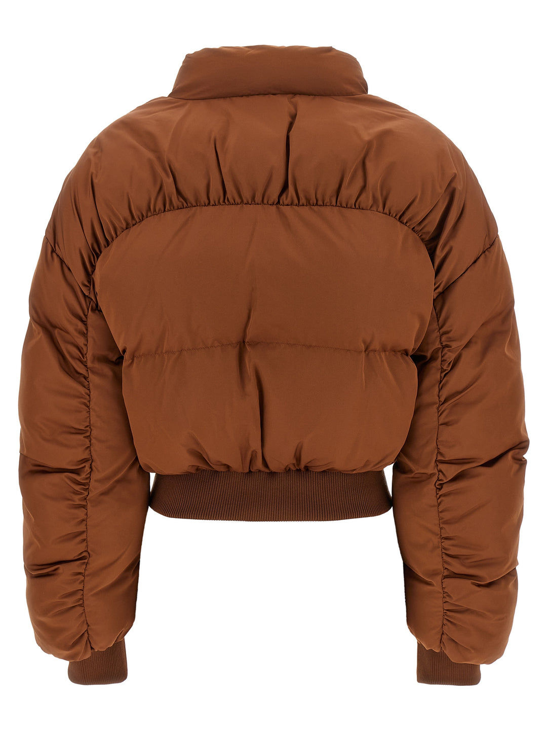 Elisabetta Franchi Down Jacket With Curled Sleeves Puffer Jackets - Marrone | b445f33f05ed7a0e1dc68ff857881db8f36100de