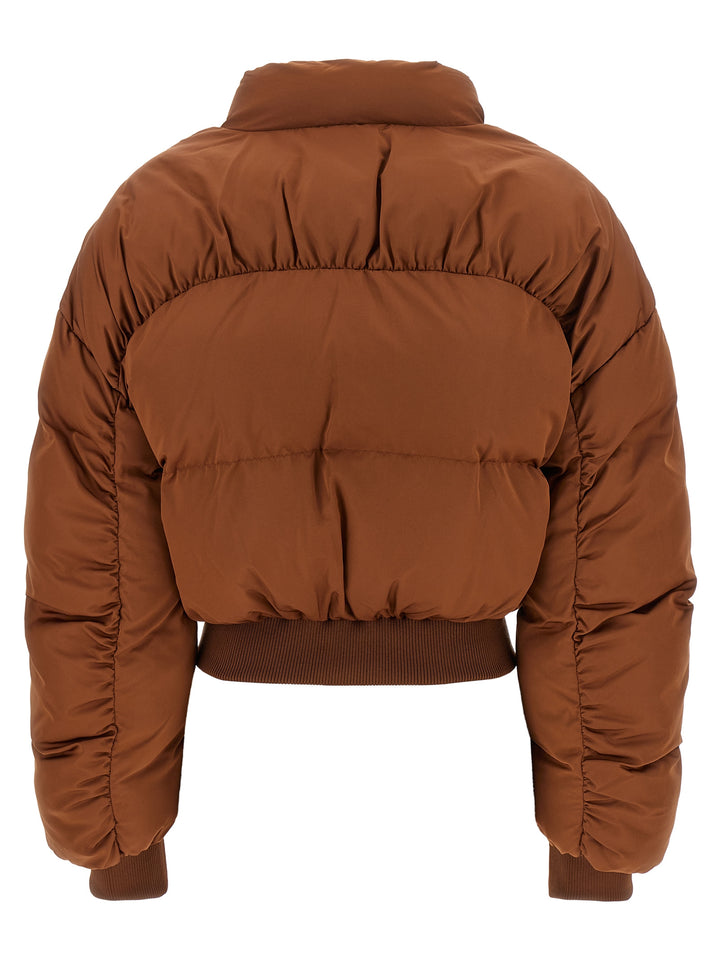 Elisabetta Franchi Down Jacket With Curled Sleeves Puffer Jackets - Marrone | b445f33f05ed7a0e1dc68ff857881db8f36100de