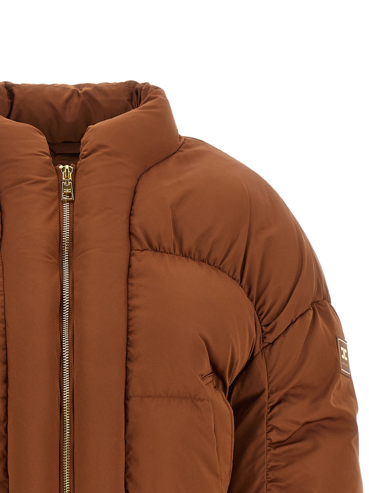 Elisabetta Franchi Down Jacket With Curled Sleeves Puffer Jackets - Marrone | bc7d63e92cc3bdf08c6e16e078aa063f5d112957